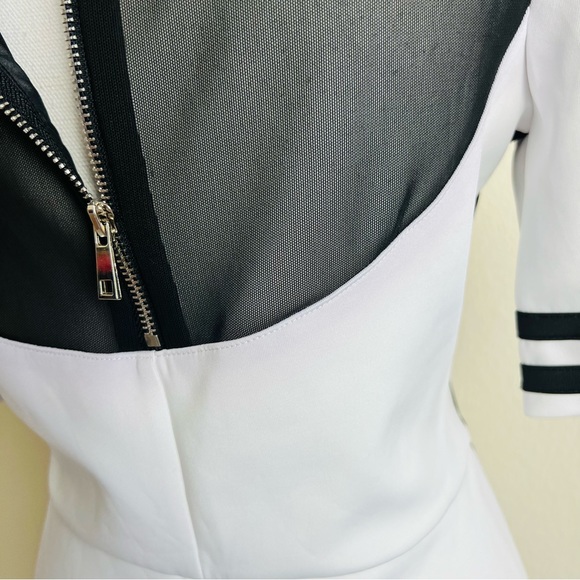 Forever 21 Black & White Striped Mesh Colorblock Bodycon Scuba Dress - Picture 5 of 7